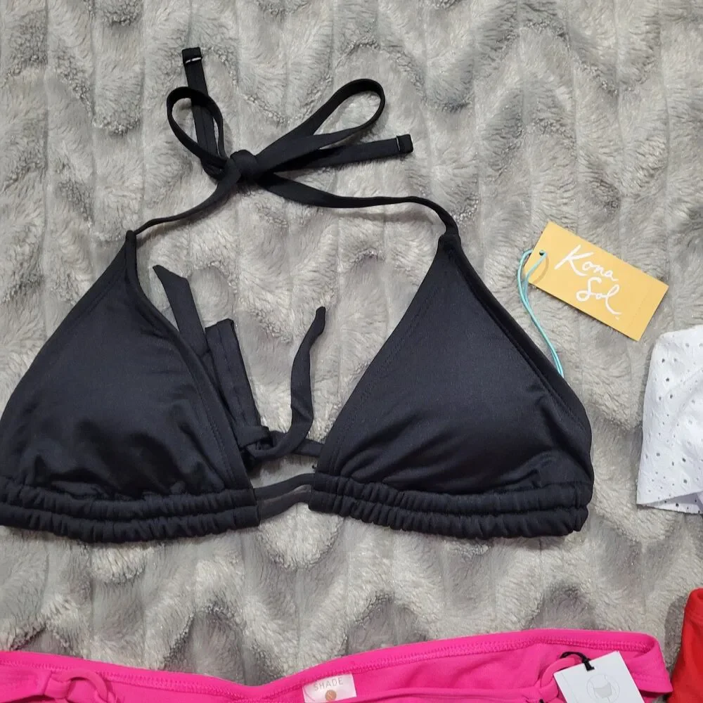 Womens Size M Mix & Match Bikini Top Bottoms Red Black White Lot Of 4 NWT